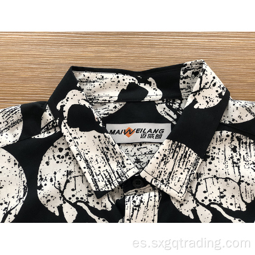 Camisa de manga larga estampada 100% algodón para hombre